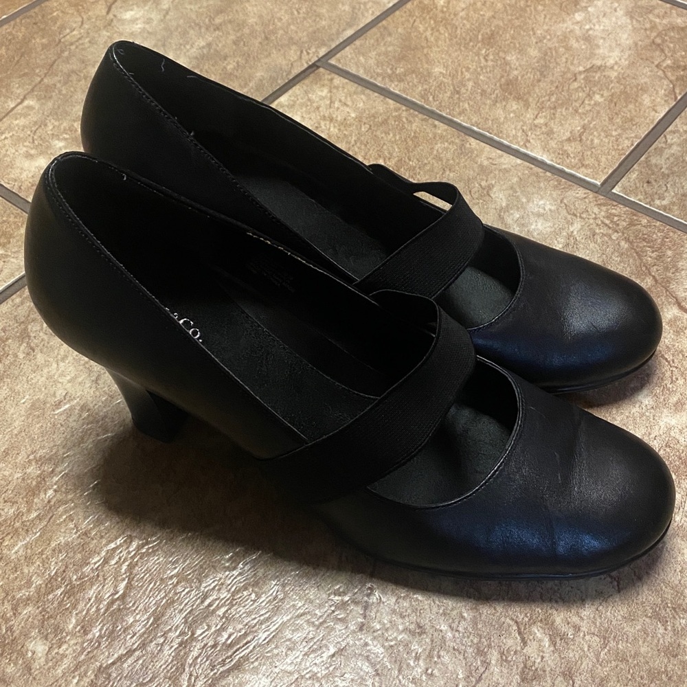 Leather Black Women's Mary Jane Heels 10M by Bass & Co. Pumps Career Office